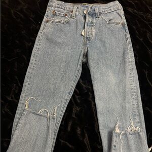 Levi's 501 Skinny Jeans with Blue Accents